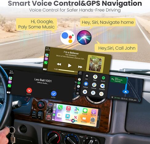 راديو سيارة ستيريو أحادي الدين مع Apple CarPlay وAndroid Auto، راديو سيارة بشاشة لمس 6.5 بوصة InCell مع كاميرا احتياطية 1080P، وصلة مرآة، بلوتوث 6.0، GPS، AM&FM، USB وType-C شحن سريع، EQ، SWC in Saudi Arabia