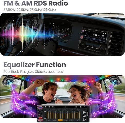 راديو سيارة ستيريو أحادي الدين مع Apple CarPlay وAndroid Auto، راديو سيارة بشاشة لمس 6.5 بوصة InCell مع كاميرا احتياطية 1080P، وصلة مرآة، بلوتوث 6.0، GPS، AM&FM، USB وType-C شحن سريع، EQ، SWC in Saudi Arabia
