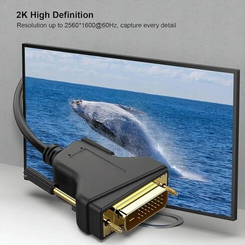 كابل DVI إلى DVI، كابل DVI-D 24+1 مطلي بالذهب بطول 1.8 متر، رابط مزدوج يدعم الدقة العالية 2560x1600 للألعاب، DVD، الكمبيوتر المحمول، HDTV in Saudi Arabia