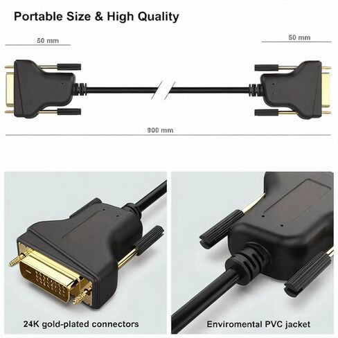 كابل DVI إلى DVI، كابل DVI-D 24+1 مطلي بالذهب بطول 1.8 متر، رابط مزدوج يدعم الدقة العالية 2560x1600 للألعاب، DVD، الكمبيوتر المحمول، HDTV in Saudi Arabia