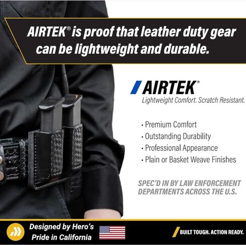 حزام جلدي عالي التحمل مقاس 2.25 سم من Hero's Pride، حزام جلدي مبطن بخطاف متين من AirTek Basix، إبزيم سريع الفك، لمسة نهائية منسوجة على شكل سلة in Kuwait