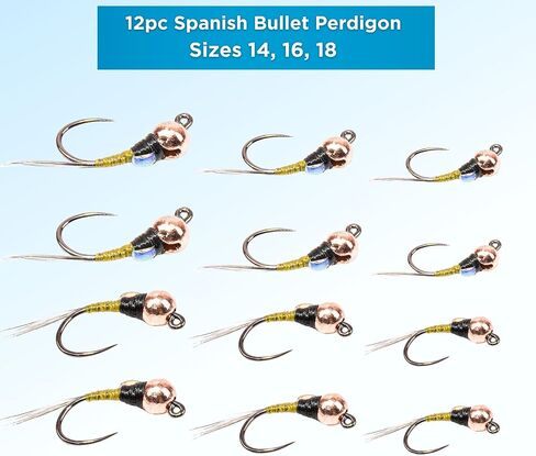 الزيتون الاسباني رصاصة Perdigon Nymph 12 حزمة - الزيتون - الأحجام 14، 16، 18 - ذباب الحورية الأوروبية المربوطة يدويًا لأطقم صيد الذباب وصناديق الطيران، حبة التنغستن، ذباب سمك السلمون المرقط، الذباب الرطب in Kuwait