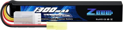 Zeee 3S Airsoft Lipo Battery 1300mAh 11.1V 25C 3S Stick Battery with Mini Tamiya Connector for Airsoft Guns Rifle in Saudi Arabia
