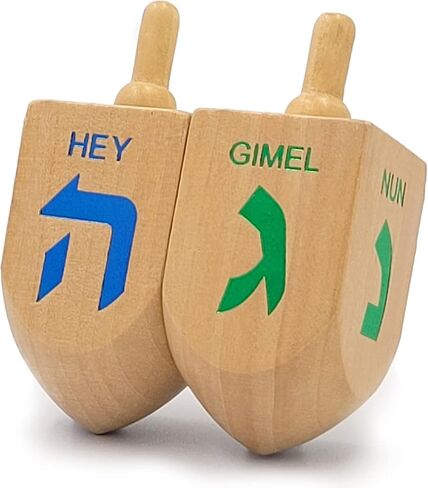 Let's Play Dreidel The Hanukkah Game 2 Extra Large Wood Dreidels Instructions Included in Saudi Arabia