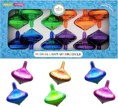 مجموعة قمصان Dreidel الدوارة الموسيقية المضيئة الأربعة من شركة Dreidel، تشغل أغنيتين كلاسيكيتين من أغاني Hanukkah، ألوان متنوعة (4 عبوات) in Saudi Arabia