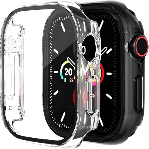 2 حافظة من الزجاج المقوى متوافقة مع Apple Watch SE 3 (2025) SE 2 SE Series 6 Series 5 Series 4 40 مم، واقي شاشة صلب من البولي كربونات حماية عامة خفيفة الوزن من الخدش (أسود (عبوتان)، 40 مم) in Saudi Arabia