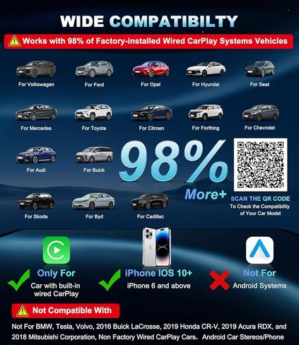 محول CarPlay اللاسلكي لأجهزة Apple، 2026 ترقية سلكي إلى محول CarPlay اللاسلكي، عصا دونجل تشغيل السيارة فقط لسيارات Apple السلكية CarPlay وiPhone iOS 10+، التوصيل والتشغيل، اتصال سريع ومستقر in Kuwait