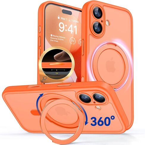 CANSHN 360° Spin Magnetic Stand for iPhone 17 Pro Case with Camera Control [Full Camera Protection] [Compatible with Magsafe] Translucent Matte Shockproof Protective Phone Cover 6.3" - Deep Blue in Kuwait