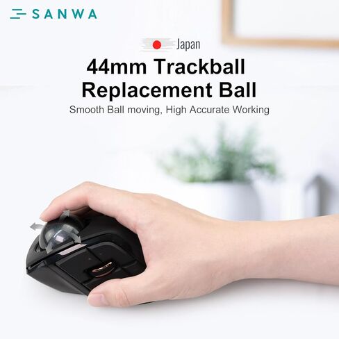 SANWA قطعتان من كرة التتبع 44 مم/1.73 بوصة، كرة بديلة لـ ELECOM DEFT/DEFT PRO، وماوس كرة التتبع المتوافق الآخر، أسود لامع + أرجواني in Saudi Arabia