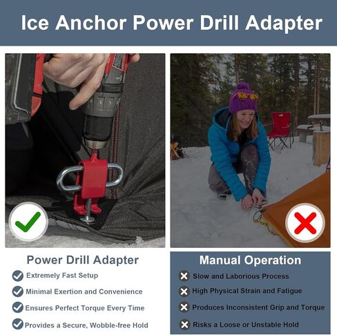 43416 Ice Anchor Install Adapter Compatible with Eskimo and All Ice Anchor Drills, Ice Shelter Anchor Attachment for Quick Setup of Ice Fishing Shelter Tent, Adapter Tool Fits Cordless Drill, 1 Pack in Saudi Arabia