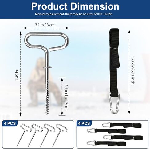 مجموعة أدوات ربط المأوى الفاخرة 24260 متوافقة مع سلسلة Eskimo QuickFish وخيمة صيد الجليد من سلسلة Clam، ومجموعة ملحقات أدوات مرساة الجليد 4 مراسي ثلج و4 أشرطة مع أدوات شد مدمجة. in Saudi Arabia