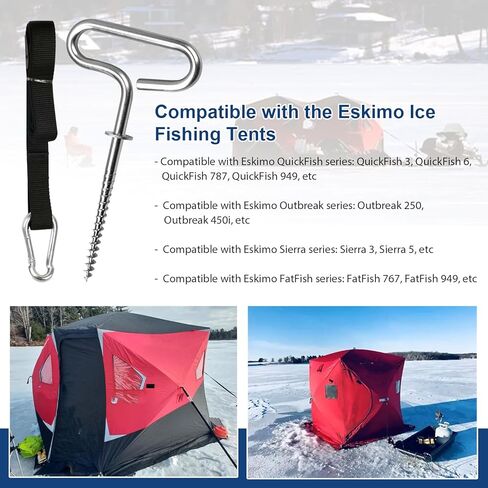 مجموعة أدوات ربط المأوى الفاخرة 24260 متوافقة مع سلسلة Eskimo QuickFish وخيمة صيد الجليد من سلسلة Clam، ومجموعة ملحقات أدوات مرساة الجليد 4 مراسي ثلج و4 أشرطة مع أدوات شد مدمجة. in Saudi Arabia