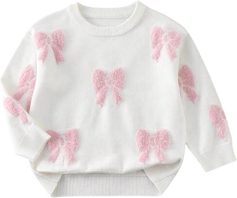 Verdusa Toddler Girl's Coquette Bow Sweater Fall Knit Pullovers Cozy Cute Tops in Saudi Arabia