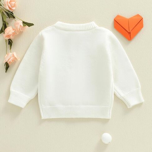 Baby Girl Valentine's Day Outfits Button Down Sweater Heart Print Knit Cardigan Sweaters Toddler Newborn Clothes in Saudi Arabia