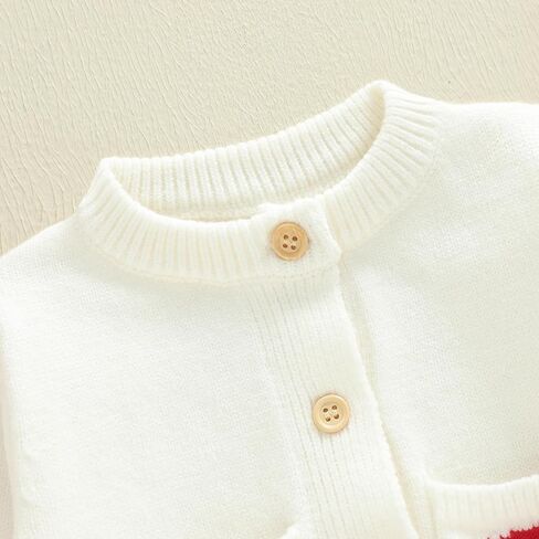 Baby Girl Valentine's Day Outfits Button Down Sweater Heart Print Knit Cardigan Sweaters Toddler Newborn Clothes in Saudi Arabia