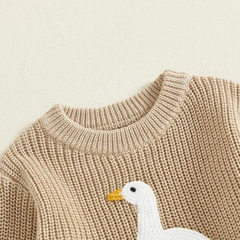 Baby Girl Boy Outfit Silly Goose Embroidery Crewneck Long Sleeve Knit Sweater Bubble Romper Newbrn Fall Winter Clothes in Saudi Arabia