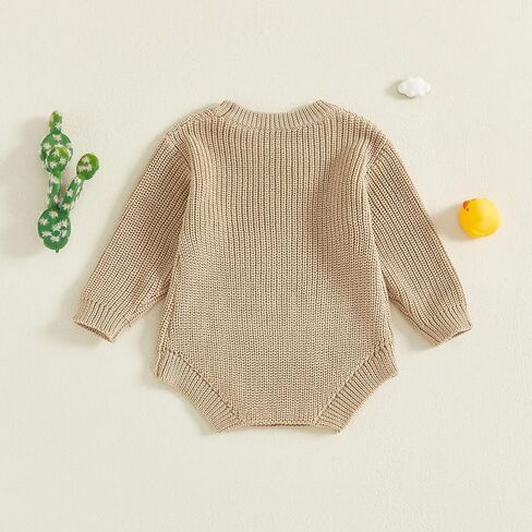 Baby Girl Boy Outfit Silly Goose Embroidery Crewneck Long Sleeve Knit Sweater Bubble Romper Newbrn Fall Winter Clothes in Saudi Arabia
