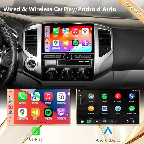 Car Stereo Radio for Toyota Tacoma 2005-2015, Android 13 Wireless CarPlay Android Auto, 10 Inch Head Unit HD Screen, QLED/Bluetooth/SWC/GPS/AM/FM/RDS/Wifi/1080P Backup Camera (Tacoma-2005-MI) in Saudi Arabia