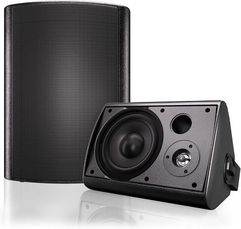 Herdio 6.5 Inches Outdoor Bluetooth Speakers Waterproof with Powerful Bass,Wall Mount Speakers Wired Weather Resistant for Patio Home Deck Porch Backyard 400 Watts(Black) in Saudi Arabia