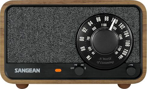 مكبر صوت بلوتوث Sangean WR-8 Retro خشبي AM/FM - عمر بطارية يصل إلى 54 ساعة، USB-C، مضخم صوت، بطارية قابلة لإعادة الشحن 3350 مللي أمبير، تصميم الجوز الكلاسيكي، هوائي خارجي in Saudi Arabia