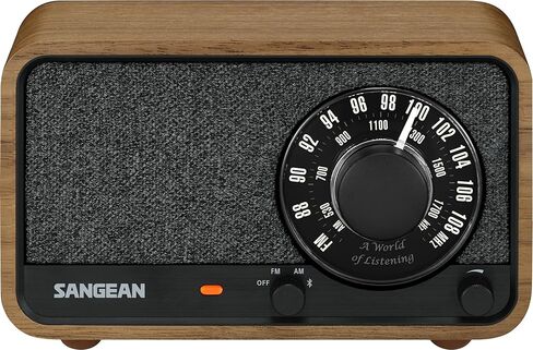 مكبر صوت بلوتوث Sangean WR-8 Retro خشبي AM/FM - عمر بطارية يصل إلى 54 ساعة، USB-C، مضخم صوت، بطارية قابلة لإعادة الشحن 3350 مللي أمبير، تصميم الجوز الكلاسيكي، هوائي خارجي in Saudi Arabia