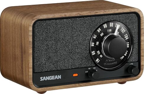 مكبر صوت بلوتوث Sangean WR-8 Retro خشبي AM/FM - عمر بطارية يصل إلى 54 ساعة، USB-C، مضخم صوت، بطارية قابلة لإعادة الشحن 3350 مللي أمبير، تصميم الجوز الكلاسيكي، هوائي خارجي in Saudi Arabia