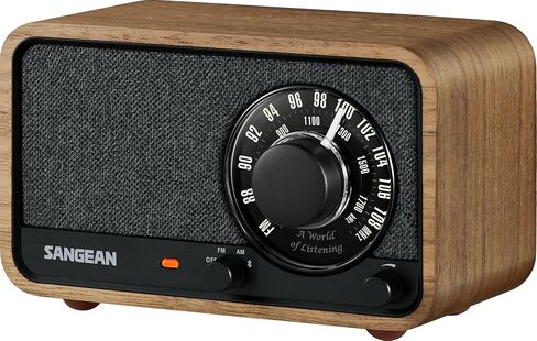 مكبر صوت بلوتوث Sangean WR-8 Retro خشبي AM/FM - عمر بطارية يصل إلى 54 ساعة، USB-C، مضخم صوت، بطارية قابلة لإعادة الشحن 3350 مللي أمبير، تصميم الجوز الكلاسيكي، هوائي خارجي in Saudi Arabia