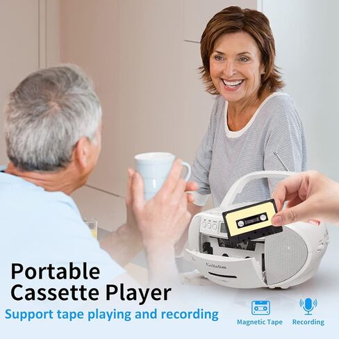 Gelielim CD and Cassette Player Combo, Portable Cassette Tape Player, 5.1V Bluetooth Speaker, AM FM Radio, USB Playback/Earphone Jack, Remote Control, Plug in for Home in Kuwait