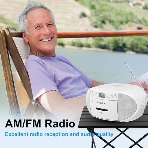 Gelielim CD and Cassette Player Combo, Portable Cassette Tape Player, 5.1V Bluetooth Speaker, AM FM Radio, USB Playback/Earphone Jack, Remote Control, Plug in for Home in Kuwait