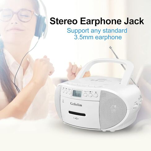 Gelielim CD and Cassette Player Combo, Portable Cassette Tape Player, 5.1V Bluetooth Speaker, AM FM Radio, USB Playback/Earphone Jack, Remote Control, Plug in for Home in Kuwait