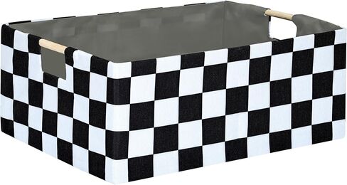 Checkered Storage Basket Room Decor Gifts Basket Foldable Nursey Box Kids Hamper Storage Cube for Women Closet Organizer Boys Car Toys Bins with Handles in Saudi Arabia