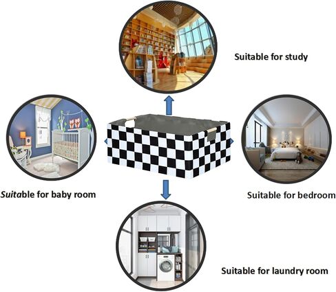 Checkered Storage Basket Room Decor Gifts Basket Foldable Nursey Box Kids Hamper Storage Cube for Women Closet Organizer Boys Car Toys Bins with Handles in Saudi Arabia