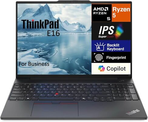 Lenovo ThinkPad E16 Gen 1 Business Laptop 16.0 بوصة WUXGA IPS Display 300 nits (AMD Ryzen 5 7530U 6-Core 2.00 جيجا هرتز، 16 جيجابايت ذاكرة الوصول العشوائي، 512 جيجابايت PCIe SSD، AMD Radeon، Backlit KYB، FP، WiFi 6، Win11Pro) مع Dockztorm Hub in Kuwait