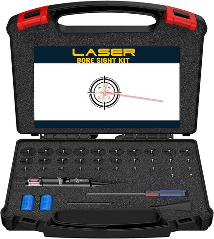 Bore Sight Kit with 32 Adapters Red/Green Laser Bore Sighter fit 0.17 to 12GA Calibers with Button Switch,Powerful Hunting Equipment,Hunting Laser Tool in Kuwait