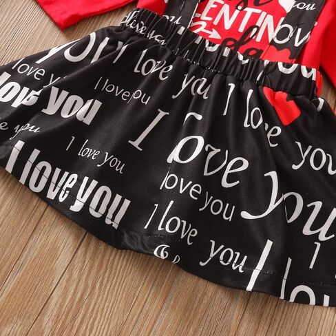 Newborn Baby Girls Valentines Day Outfits My 1st Valentine's Day Romper Suspender Skirt Headband Overall Clothes Set in Saudi Arabia