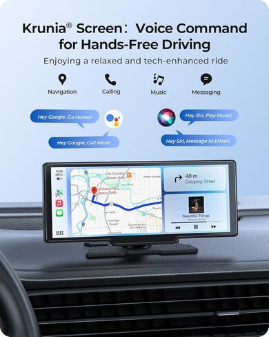 9.26" Carplay Screen with 4K Dash Cam & HD Backup Camera, Wireless Portable Car Play Screen for Apple CarPlay & Android Auto, OTA, Bluetooth 5.0, Mirror Link, Voice Control, GPS Navigation, FM in Saudi Arabia