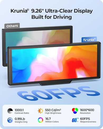 9.26" Carplay Screen with 4K Dash Cam & HD Backup Camera, Wireless Portable Car Play Screen for Apple CarPlay & Android Auto, OTA, Bluetooth 5.0, Mirror Link, Voice Control, GPS Navigation, FM in Saudi Arabia