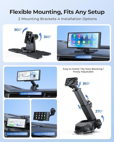 9.26" Carplay Screen with 4K Dash Cam & HD Backup Camera, Wireless Portable Car Play Screen for Apple CarPlay & Android Auto, OTA, Bluetooth 5.0, Mirror Link, Voice Control, GPS Navigation, FM in Saudi Arabia
