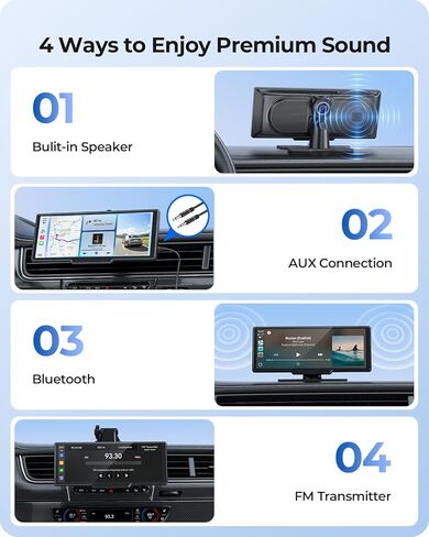 9.26" Carplay Screen with 4K Dash Cam & HD Backup Camera, Wireless Portable Car Play Screen for Apple CarPlay & Android Auto, OTA, Bluetooth 5.0, Mirror Link, Voice Control, GPS Navigation, FM in Saudi Arabia
