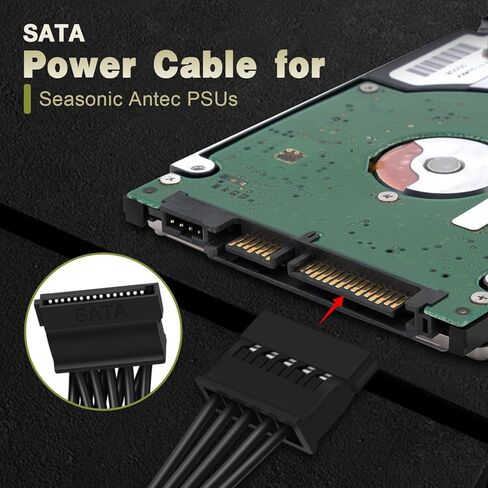 كابل طاقة COMeap SATA لوحدات PSU الموسمية Antec، 6 دبوس إلى 3X 15 دبوس SATA محول طاقة القرص الصلب لبطاقة التعدين BTC 20 بوصة (50 سم) in Kuwait