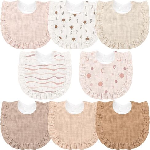 مجموعة من 8 صدريات أطفال من الموسلين من Bearmoss للتسنين واللعاب، صدريات ناعمة للبنات والأولاد وحديثي الولادة in Kuwait