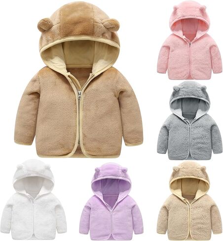 Baby Hooded Down Jacket Boys Girls Light Puffer Winter Coats Toddler Bear Ears Zipper Up Down Coats Outwear 6M to 4T in Saudi Arabia