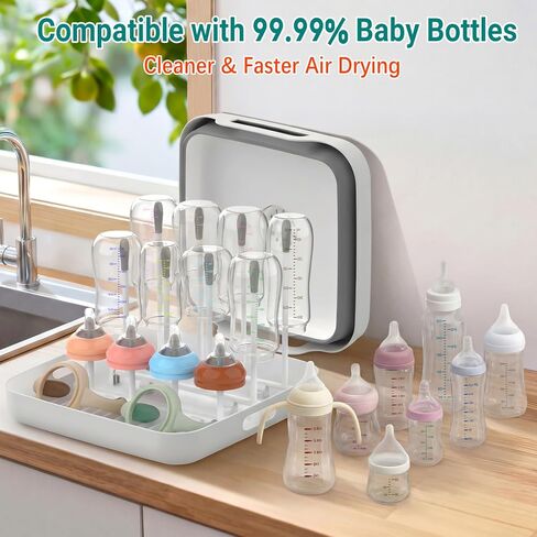 Collapsible Wash Basin for Baby Bottles with Drying Rack – 2.4 Gallon Foldable Dish Tub with Handles, Portable RV Camping Sink & Space-Saving Wash Bin with Lid for Kitchen, Travel & Outdoor in Saudi Arabia
