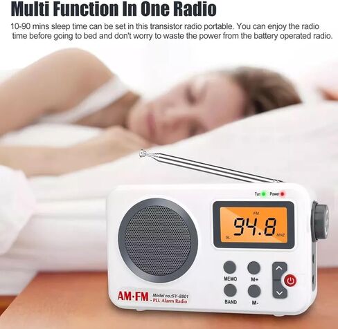 تيار مستمر 5 فولت AM/FM راديو SY-8801 شاشة LED واضحة مكبر صوت منبه يدعم 20 محطة مسبقًا للداخلية والخارجية in Kuwait
