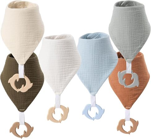 Baby Bandana Drool Bibs 6-pack - 100% Cotton Baby Bibs with Teether for Teething in Saudi Arabia