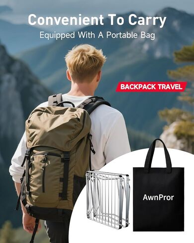 شواية نار على الظهر، قطعتان 6.3 بوصة شواية محمولة قابلة للطي لإشعال النار 304 من الفولاذ المقاوم للصدأ بوابة شواء للتخييم حقيبة ظهر مكشكشة للاستخدام في الهواء الطلق، والمشي لمسافات طويلة، والنزهة، والسفر، وصيد الأسماك in Kuwait