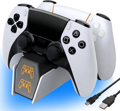 شاحن وحدة تحكم SOTY PS5 مع محول تيار متردد للشحن السريع، حامل محطة شحن وحدة تحكم PS5 لجهاز PlayStation 5، استبدال محطة الإرساء لمجموعات ملحقات PS5 in Kuwait