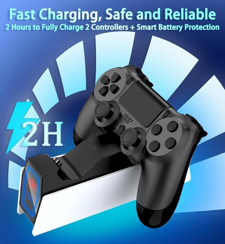 شاحن وحدة تحكم SOTY PS5 مع محول تيار متردد للشحن السريع، حامل محطة شحن وحدة تحكم PS5 لجهاز PlayStation 5، استبدال محطة الإرساء لمجموعات ملحقات PS5 in Kuwait