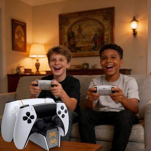 شاحن وحدة تحكم SOTY PS5 مع محول تيار متردد للشحن السريع، حامل محطة شحن وحدة تحكم PS5 لجهاز PlayStation 5، استبدال محطة الإرساء لمجموعات ملحقات PS5 in Kuwait