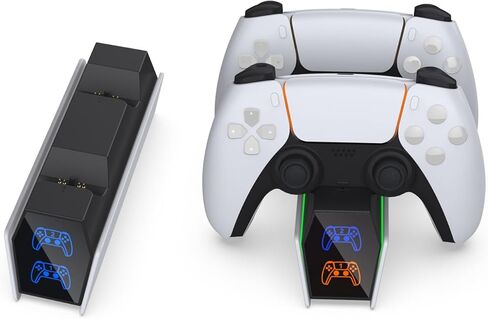 شاحن وحدة تحكم SOTY PS5 مع محول تيار متردد للشحن السريع، حامل محطة شحن وحدة تحكم PS5 لجهاز PlayStation 5، استبدال محطة الإرساء لمجموعات ملحقات PS5 in Kuwait